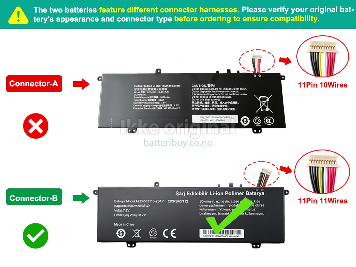 Casper AEC4563113-2S1P-N batteri