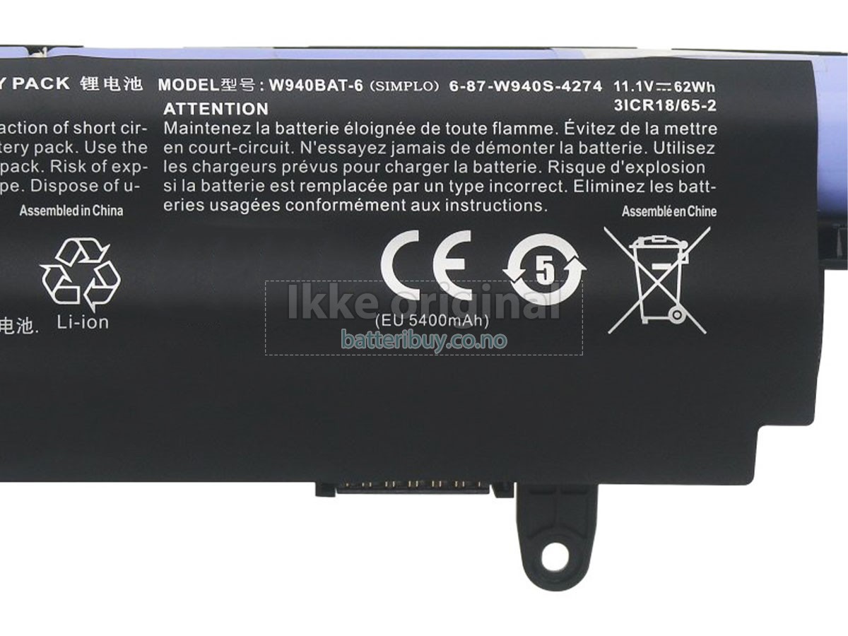 Clevo 6-87-W940S-4274 batteri