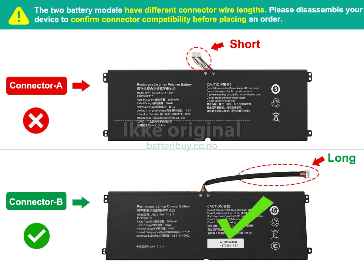 Hasee 40091602 batteri