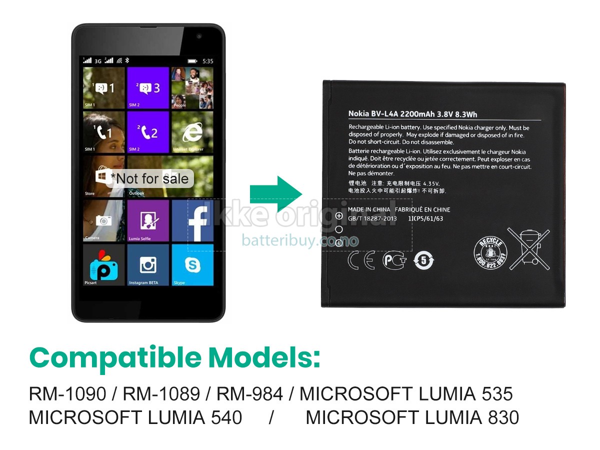 Nokia MICROSOFT LUMIA 535 batteri