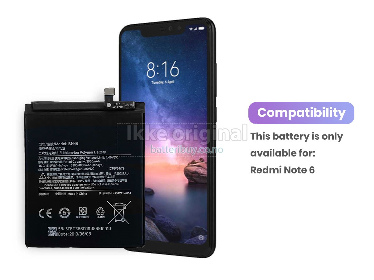 XiaoMi REDMI NOTE 6 batteri